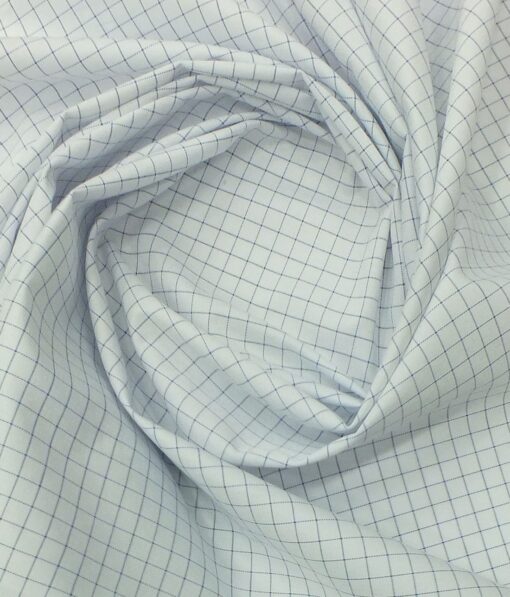 Raymond Bright Royal Blue Self Design Trouser Fabric With Exquisite White base Blue Checks Shirt Fabric (Unstitched)