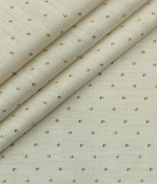 Raymond Dark Brown Self Check Trouser Fabric With Exquisite Khadi Look Beige Printed Shirt Fabric (Unstitched)
