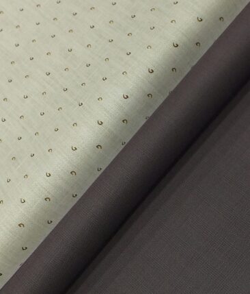 Raymond Dark Brown Self Check Trouser Fabric With Exquisite Khadi Look Beige Printed Shirt Fabric (Unstitched)