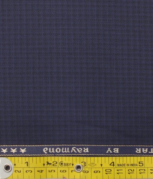 Raymond Dark Royal Blue Self Design Trouser Fabric With Exquisite Light Blue Structured Shirt Fabric (Unstitched)