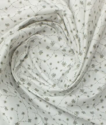 Raymond Medium Grey Self Design Structured Trouser Fabric With Exquisite White Floral Printed Shirt Fabric (Unstitched)