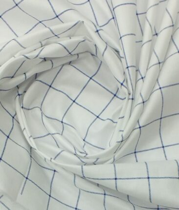Raymond Bright Royal Blue Self Design Trouser Fabric With Exquisite White base Royal Blue Check Printed Shirt Fabric (Unstitched)