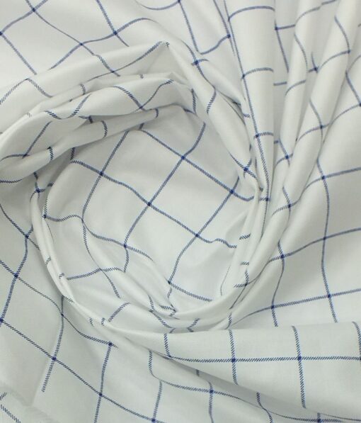Raymond Bright Royal Blue Self Design Trouser Fabric With Exquisite White base Royal Blue Check Printed Shirt Fabric (Unstitched)