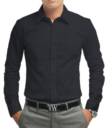 Raymond Light Worsted Grey Self Design Trouser Fabric With Nemesis Black Egyptian Cotton Printed Shirt Fabric (Unstitched)