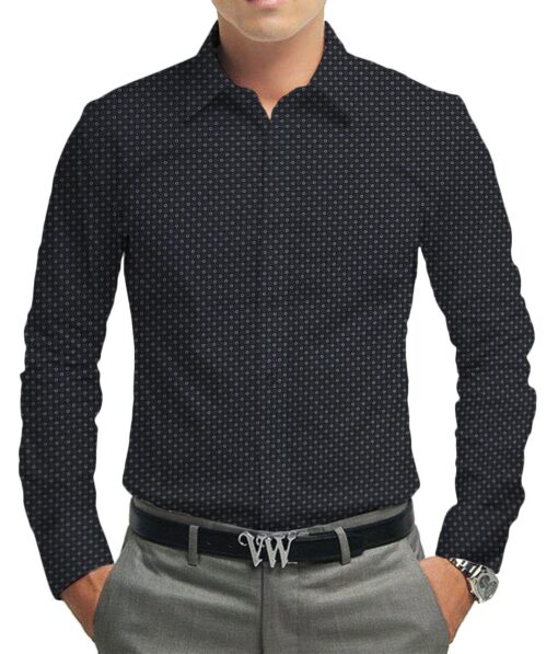 Raymond Light Worsted Grey Self Design Trouser Fabric With Nemesis Black Egyptian Cotton Printed Shirt Fabric (Unstitched)