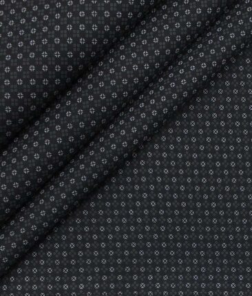 Raymond Light Worsted Grey Self Design Trouser Fabric With Nemesis Black Egyptian Cotton Printed Shirt Fabric (Unstitched)