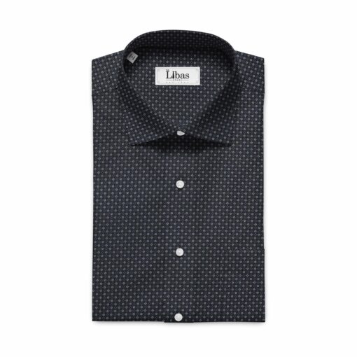 Raymond Light Worsted Grey Self Design Trouser Fabric With Nemesis Black Egyptian Cotton Printed Shirt Fabric (Unstitched)