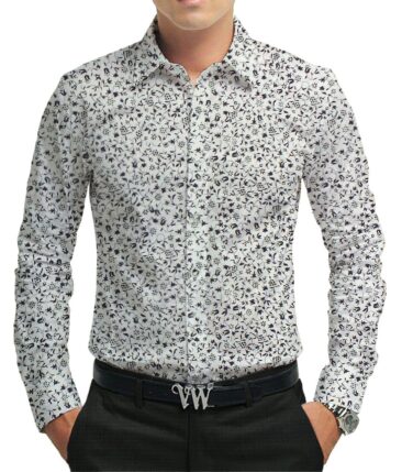 Raymond Blackish Grey Self Design Trouser Fabric With Nemesis White 100% Egyptian Giza Cotton Printed Shirt Fabric (Unstitched)