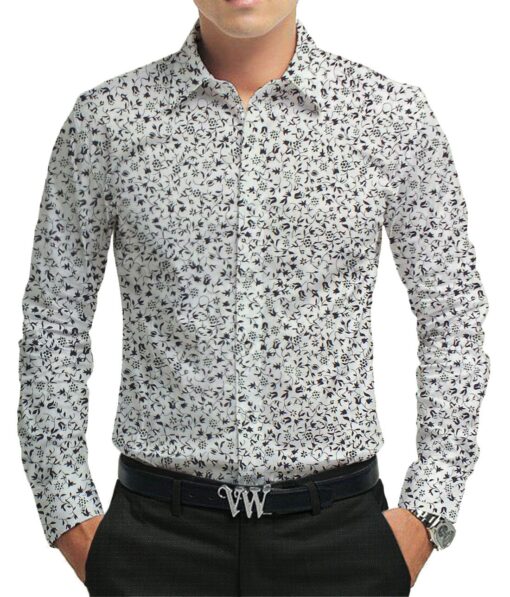 Raymond Blackish Grey Self Design Trouser Fabric With Nemesis White 100% Egyptian Giza Cotton Printed Shirt Fabric (Unstitched)