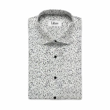Raymond Blackish Grey Self Design Trouser Fabric With Nemesis White 100% Egyptian Giza Cotton Printed Shirt Fabric (Unstitched)