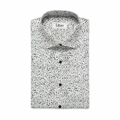 Raymond Blackish Grey Self Design Trouser Fabric With Nemesis White 100% Egyptian Giza Cotton Printed Shirt Fabric (Unstitched)