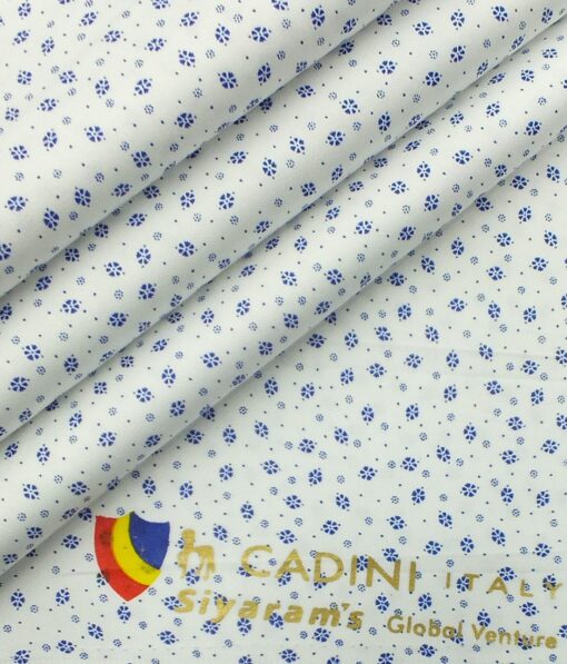 Raymond Bright Royal Blue Self Design Trouser Fabric With Cadini by Siyaram's Royal Blue Printed Shirt Fabric (Unstitched)