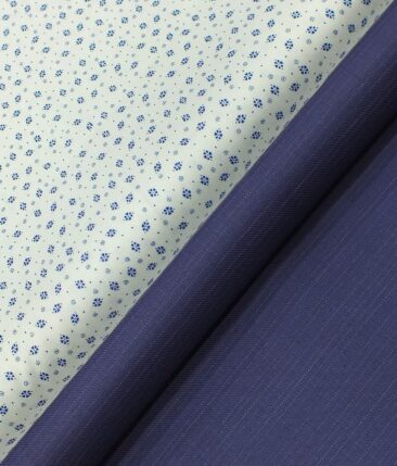 Raymond Bright Royal Blue Self Design Trouser Fabric With Cadini by Siyaram's Royal Blue Printed Shirt Fabric (Unstitched)