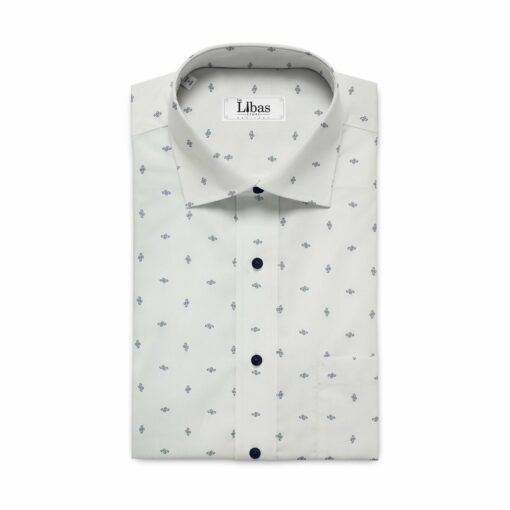 Raymond Dark Blueish Grey Structured Trouser Fabric With Monza White Printed 100% Cotton Shirt Fabric (Unstitched)