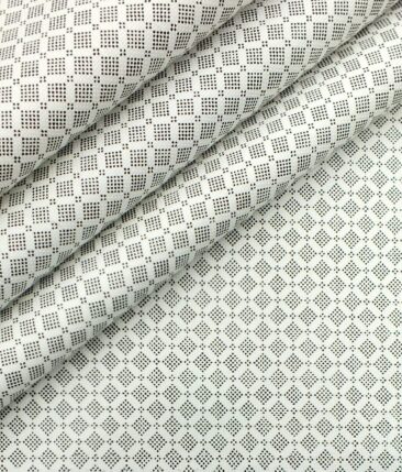 Raymond Worsted Dark Grey Trouser Fabric With Monza White Printed 100% Cotton Shirt Fabric (Unstitched)