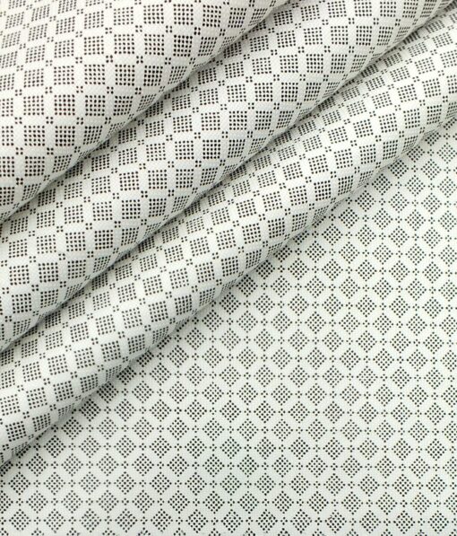 Raymond Worsted Dark Grey Trouser Fabric With Monza White Printed 100% Cotton Shirt Fabric (Unstitched)