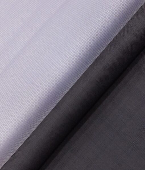 Raymond Dark Purple Self Check Trouser Fabric With Arvind Light Purple Structured 100% Cotton Premium Shirt Fabric (Unstitched)