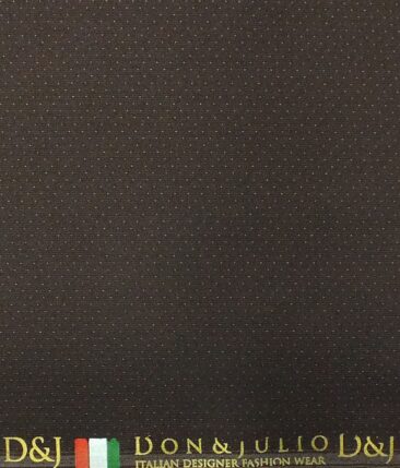 Don & Julio (D & J) Pecan Brown Dotted Premium Party Wear Three Piece Unstitched Suit Length Fabric (Unstitched - 3.75 Mtr)