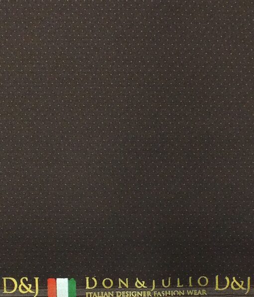 Don & Julio (D & J) Pecan Brown Dotted Premium Party Wear Three Piece Unstitched Suit Length Fabric (Unstitched - 3.75 Mtr)
