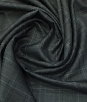 Italian Channel Dark Grey Broad Checks Premium Party Wear Three Piece Unstitched Suit Length Fabric (Unstitched - 3.75 Mtr)