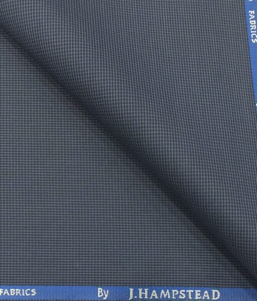 J.Hampstead by Siyaram's Men's Air Foce Blue Structured Poly Viscose Trouser Fabric (Unstitched - 1.25 Mtr)