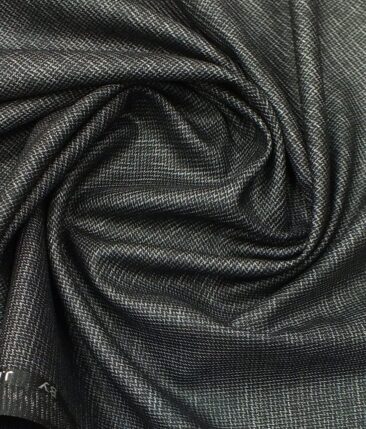 J.Hampstead by Siyaram's Men's Black & Silver Structured Poly Viscose Trouser Fabric (Unstitched - 1.25 Mtr)