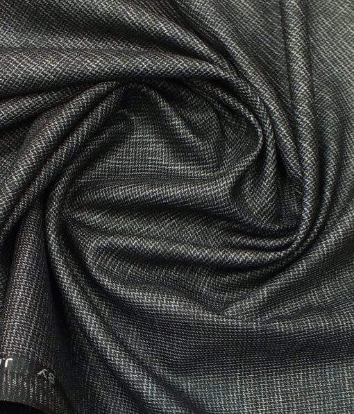 J.Hampstead by Siyaram's Men's Black & Silver Structured Poly Viscose Trouser Fabric (Unstitched - 1.25 Mtr)