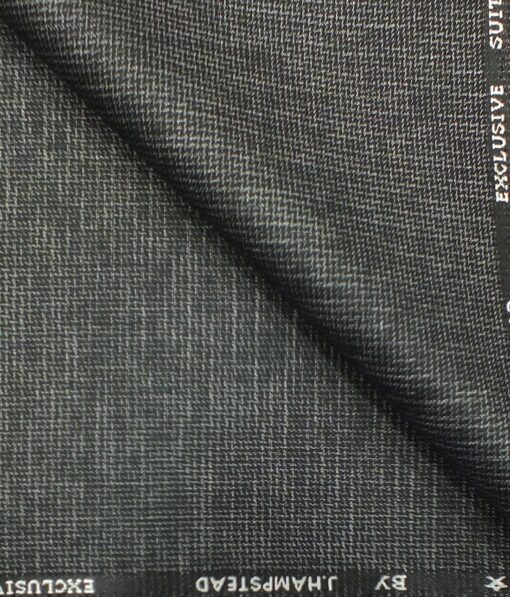 J.Hampstead by Siyaram's Men's Black & Silver Structured Poly Viscose Trouser Fabric (Unstitched - 1.25 Mtr)