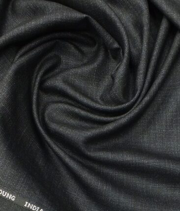 J.Hampstead by Siyaram's Men's Dark Blueish Grey Self Check Poly Viscose Trouser Fabric (Unstitched - 1.25 Mtr)