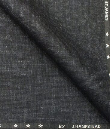 J.Hampstead by Siyaram's Men's Dark Blueish Grey Self Check Poly Viscose Trouser Fabric (Unstitched - 1.25 Mtr)