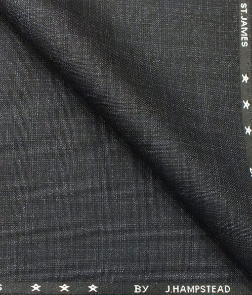 J.Hampstead by Siyaram's Men's Dark Blueish Grey Self Check Poly Viscose Trouser Fabric (Unstitched - 1.25 Mtr)
