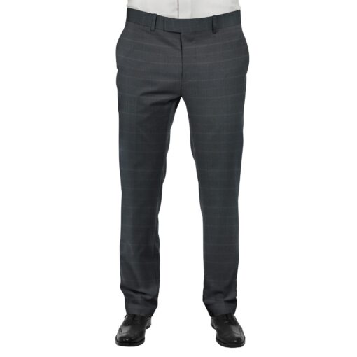 J.Hampstead by Siyaram's Men's Dark Blue Checks Poly Viscose Trouser Fabric (Unstitched - 1.25 Mtr)