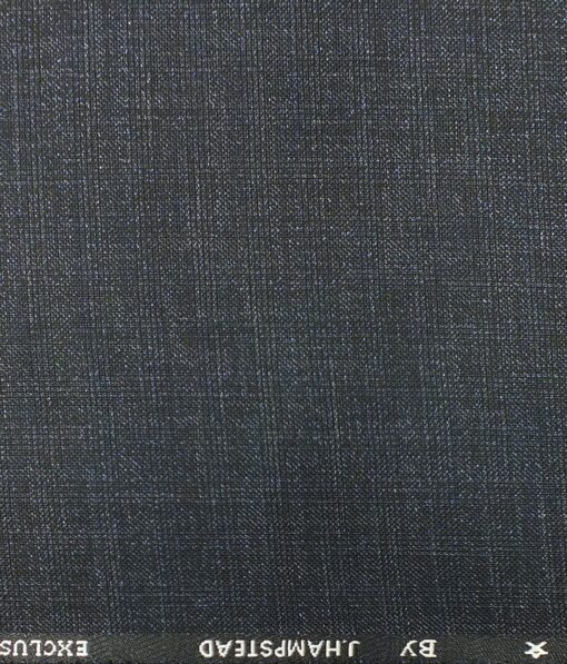 J.Hampstead by Siyaram's Men's Dark Blue Self Check Poly Viscose Trouser Fabric (Unstitched - 1.25 Mtr)