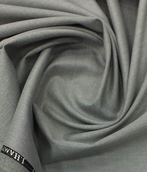 J.Hampstead by Siyaram's Men's Light Silver Grey Structured Poly Viscose Trouser Fabric (Unstitched - 1.25 Mtr)