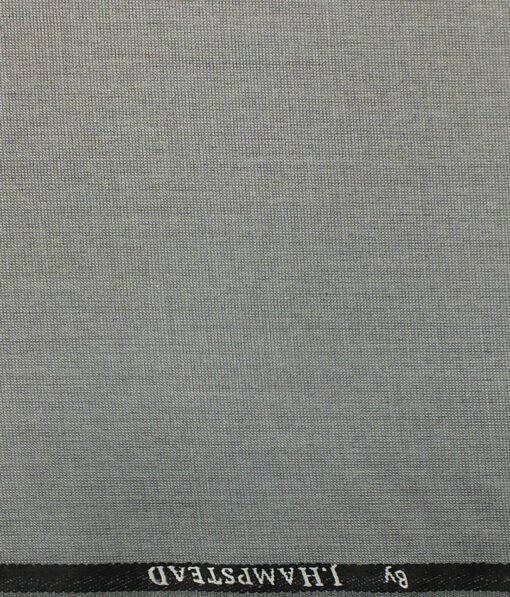 J.Hampstead by Siyaram's Men's Light Silver Grey Structured Poly Viscose Trouser Fabric (Unstitched - 1.25 Mtr)
