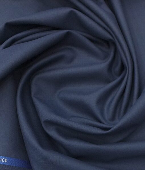 J.Hampstead by Siyaram's Men's Aegan Blue Structured Poly Viscose Trouser Fabric (Unstitched - 1.25 Mtr)