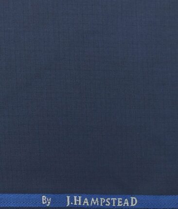 J.Hampstead by Siyaram's Men's Aegan Blue Structured Poly Viscose Trouser Fabric (Unstitched - 1.25 Mtr)