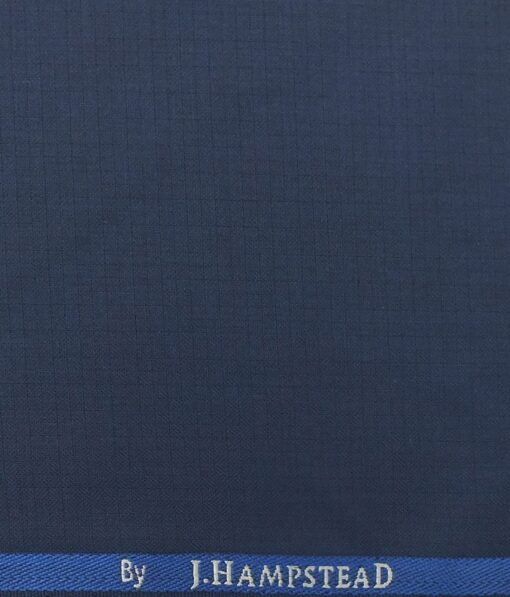 J.Hampstead by Siyaram's Men's Aegan Blue Structured Poly Viscose Trouser Fabric (Unstitched - 1.25 Mtr)