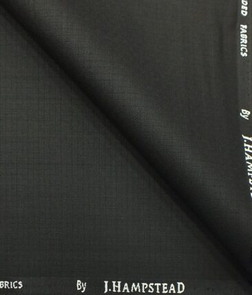 J.Hampstead by Siyaram's Men's Black Structured Poly Viscose Trouser Fabric (Unstitched - 1.25 Mtr)