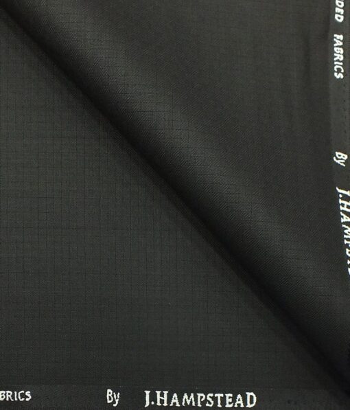 J.Hampstead by Siyaram's Men's Black Structured Poly Viscose Trouser Fabric (Unstitched - 1.25 Mtr)