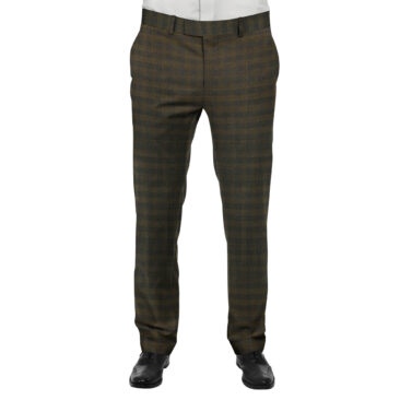J.Hampstead by Siyaram's Men's Brown & Blue Self Checks Poly Viscose Trouser Fabric (Unstitched - 1.25 Mtr)
