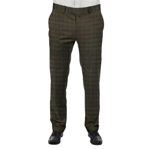 J.Hampstead by Siyaram's Men's Brown & Blue Self Checks Poly Viscose Trouser Fabric (Unstitched - 1.25 Mtr)