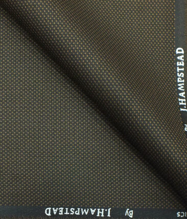 J.Hampstead by Siyaram's Men's Coffee Brown Structured Poly Viscose Trouser Fabric (Unstitched - 1.25 Mtr)