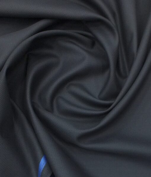 J.Hampstead by Siyaram's Men's Dark Blue Self Design Poly Viscose Trouser Fabric (Unstitched - 1.25 Mtr)