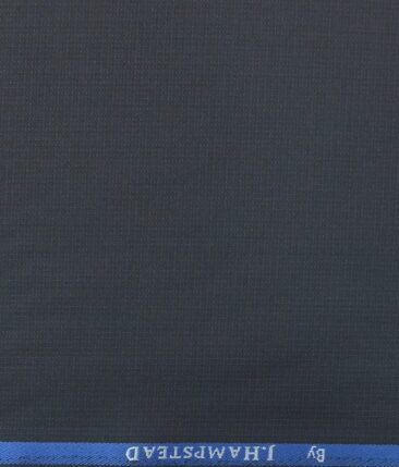 J.Hampstead by Siyaram's Men's Dark Blue Self Design Poly Viscose Trouser Fabric (Unstitched - 1.25 Mtr)