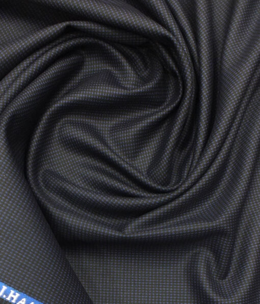 J.Hampstead by Siyaram's Men's Dark Blue Structured Poly Viscose Trouser Fabric (Unstitched - 1.25 Mtr)