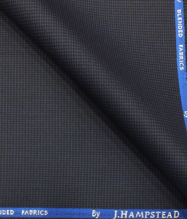 J.Hampstead by Siyaram's Men's Dark Blue Structured Poly Viscose Trouser Fabric (Unstitched - 1.25 Mtr)