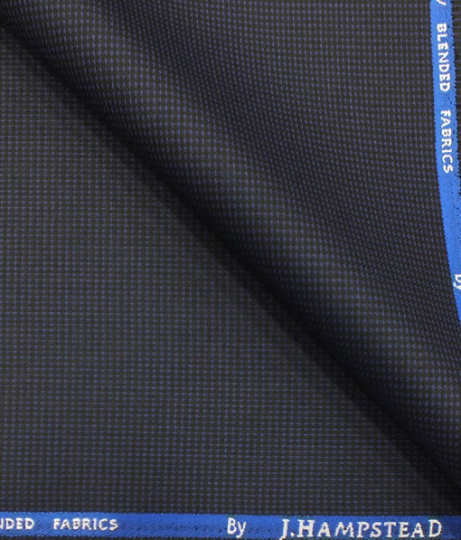 J.Hampstead by Siyaram's Men's Dark Blue Structured Poly Viscose Trouser Fabric (Unstitched - 1.25 Mtr)