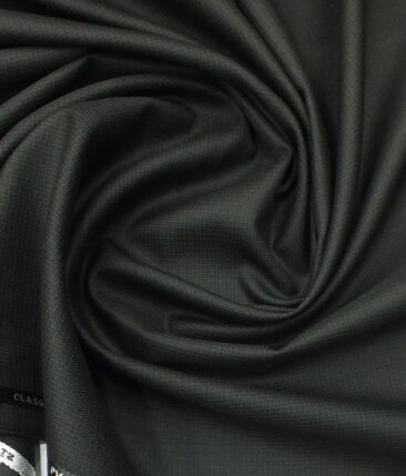 J.Hampstead by Siyaram's Men's Dark Greyish Black Self Design Poly Viscose Trouser Fabric (Unstitched - 1.25 Mtr)