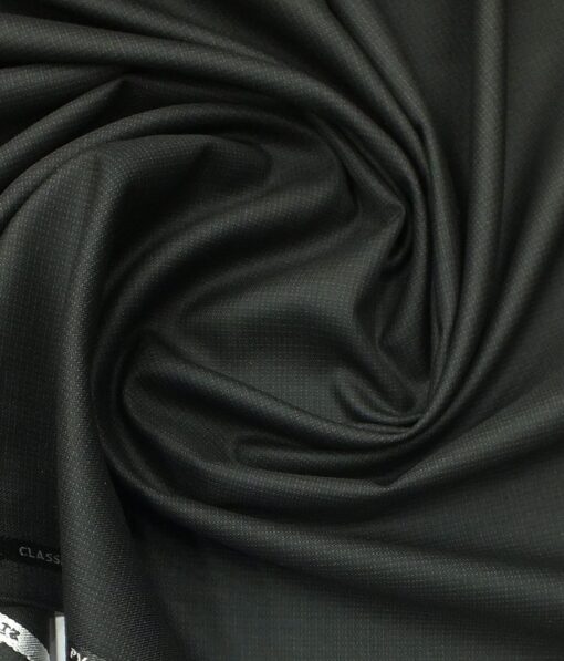 J.Hampstead by Siyaram's Men's Dark Greyish Black Self Design Poly Viscose Trouser Fabric (Unstitched - 1.25 Mtr)